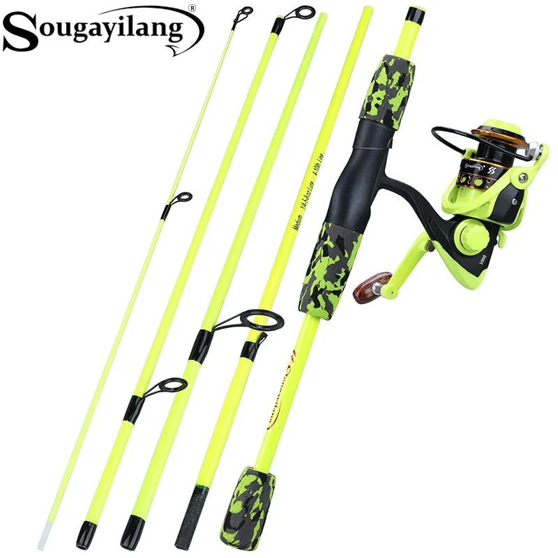 Fishing Rod Spinning - Sougayilang Draagbare 5-delige rood/gele hengelset 170cm