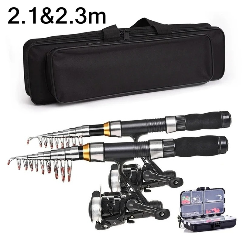 Fishing Rod Spinning - BRAVMAK 2.1/2.3 mTelescopische Hengel Reel Combo
